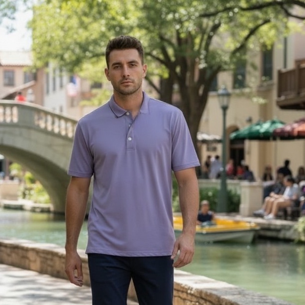 Tommy John Mens Second Skin Polo Shirt XL Purple Pima Cotton Modal Stretch 1514